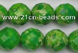 CDE2196 15.5 inches 18mm faceted round dyed sea sediment jasper beads