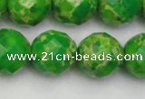 CDE2197 15.5 inches 20mm faceted round dyed sea sediment jasper beads