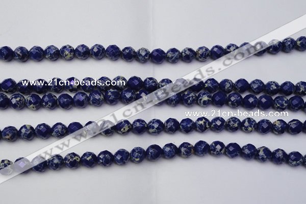 CDE2211 15.5 inches 8mm faceted round dyed sea sediment jasper beads