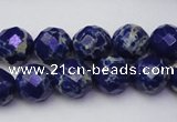 CDE2213 15.5 inches 12mm faceted round dyed sea sediment jasper beads