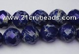 CDE2214 15.5 inches 14mm faceted round dyed sea sediment jasper beads