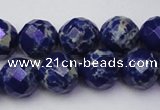 CDE2215 15.5 inches 16mm faceted round dyed sea sediment jasper beads