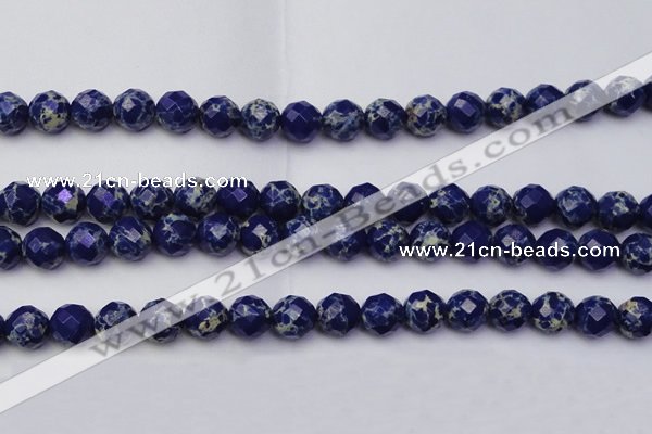CDE2215 15.5 inches 16mm faceted round dyed sea sediment jasper beads