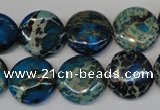 CDE232 15.5 inches 16mm flat round dyed sea sediment jasper beads