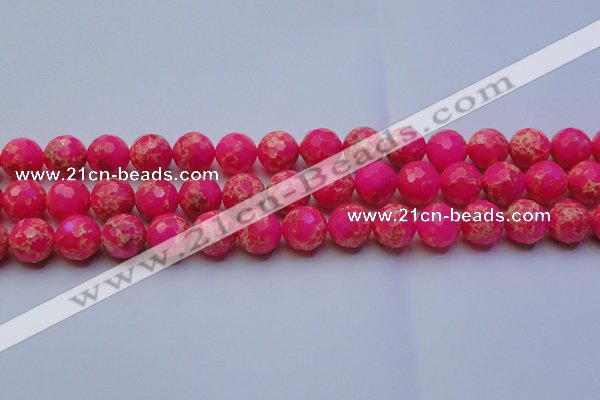 CDE2507 15.5 inches 14mm faceted round dyed sea sediment jasper beads