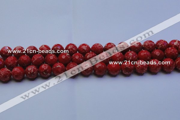 CDE2514 15.5 inches 14mm faceted round dyed sea sediment jasper beads