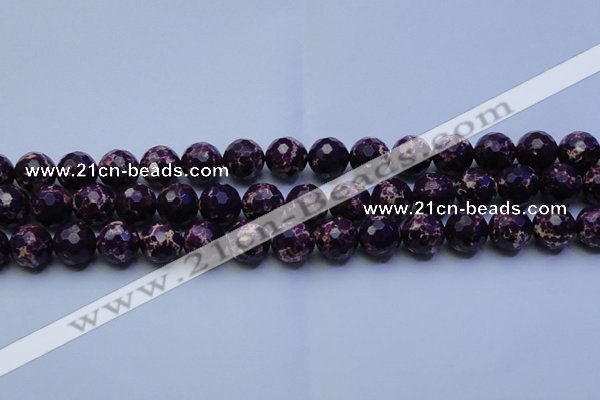 CDE2535 15.5 inches 14mm faceted round dyed sea sediment jasper beads