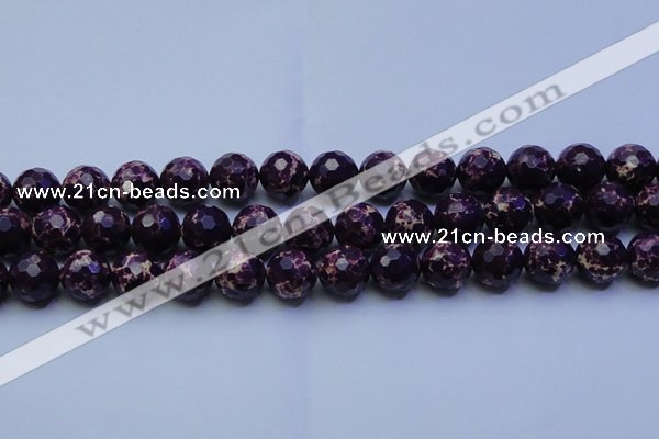 CDE2536 15.5 inches 16mm faceted round dyed sea sediment jasper beads