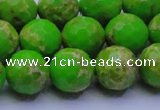 CDE2556 15.5 inches 14mm faceted round dyed sea sediment jasper beads