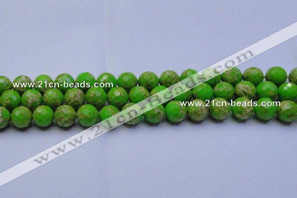 CDE2556 15.5 inches 14mm faceted round dyed sea sediment jasper beads