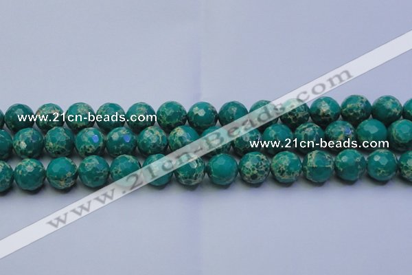 CDE2564 15.5 inches 14mm faceted round dyed sea sediment jasper beads