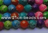 CDE2695 6mm faceted round mixed color sea sediment jasper beads