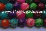 CDE2696 8mm faceted round mixed color sea sediment jasper beads