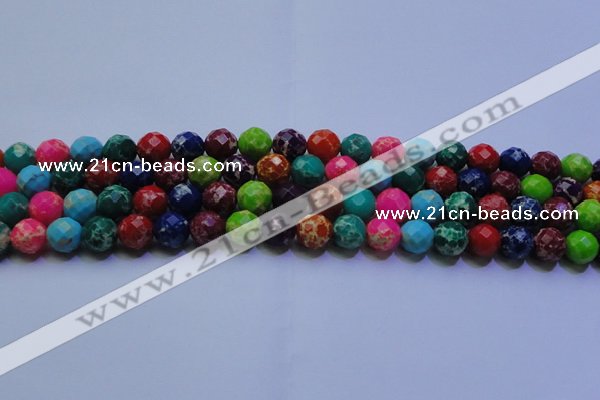 CDE2697 10mm faceted round mixed color sea sediment jasper beads