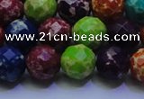 CDE2698 12mm faceted round mixed color sea sediment jasper beads