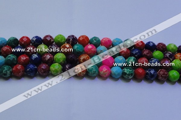 CDE2699 14mm faceted round mixed color sea sediment jasper beads