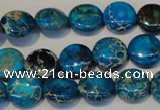 CDE305 15.5 inches 12mm flat round dyed sea sediment jasper beads