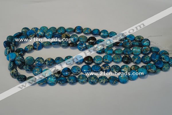 CDE305 15.5 inches 12mm flat round dyed sea sediment jasper beads