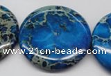 CDE310 15.5 inches 40mm flat round dyed sea sediment jasper beads