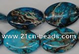 CDE317 15.5 inches 18*25mm oval dyed sea sediment jasper beads