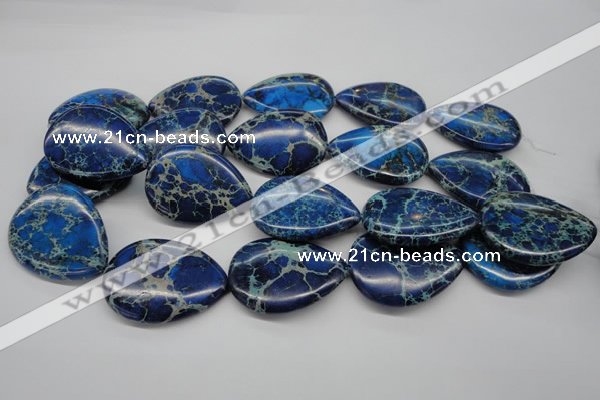 CDE327 15.5 inches 30*40mm flat teardrop dyed sea sediment jasper beads