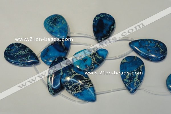 CDE345 Top-drilled 30*50mm flat teardrop dyed sea sediment jasper beads