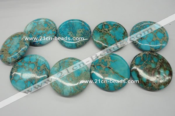 CDE353 15.5 inches 45mm flat round dyed sea sediment jasper beads