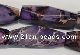 CDE386 15.5 inches 12*40mm faceted rice dyed sea sediment jasper beads