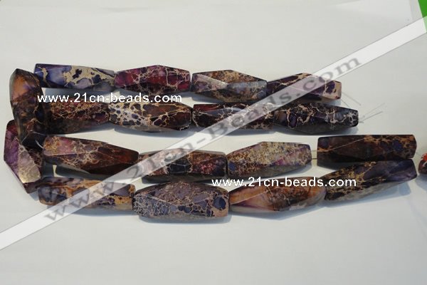 CDE388 15.5 inches 14*44mm faceted rice dyed sea sediment jasper beads