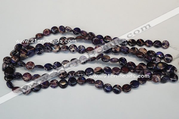 CDE397 15.5 inches 10mm flat round dyed sea sediment jasper beads