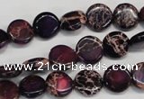 CDE405 15.5 inches 10mm flat round dyed sea sediment jasper beads