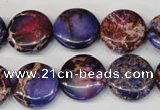 CDE408 15.5 inches 16mm flat round dyed sea sediment jasper beads