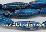 CDE48 15.5 inches 10*30mm rice dyed sea sediment jasper beads