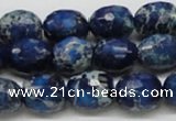 CDE49 15.5 inches 12*15mm faceted egg-shaped dyed sea sediment jasper beads