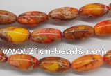 CDE510 15.5 inches 8*16mm rice dyed sea sediment jasper beads