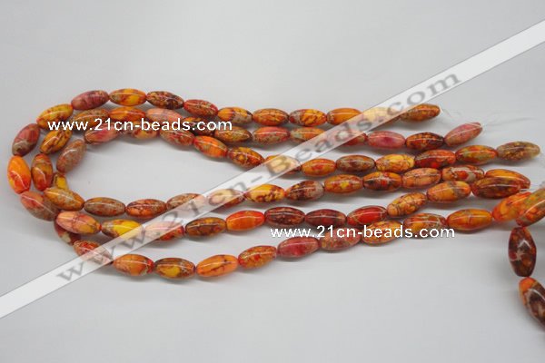 CDE510 15.5 inches 8*16mm rice dyed sea sediment jasper beads