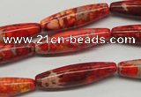 CDE513 15.5 inches 8*31mm rice dyed sea sediment jasper beads