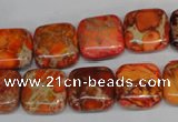 CDE540 15.5 inches 14*14mm square dyed sea sediment jasper beads