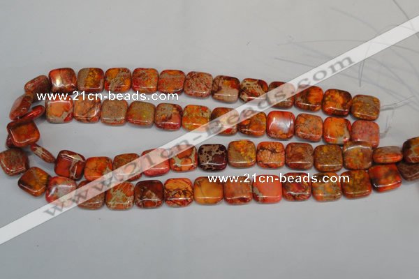 CDE540 15.5 inches 14*14mm square dyed sea sediment jasper beads