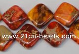 CDE545 15.5 inches 14*14mm diamond dyed sea sediment jasper beads