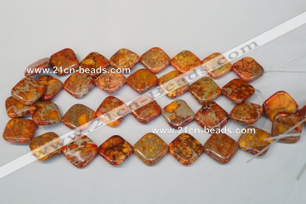 CDE547 15.5 inches 20*20mm diamond dyed sea sediment jasper beads