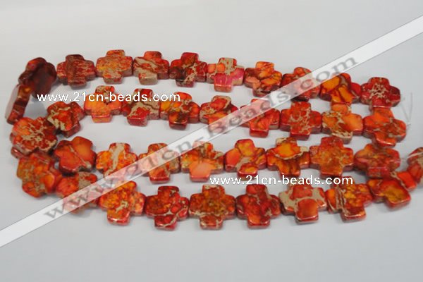 CDE563 15.5 inches 20*20mm cross dyed sea sediment jasper beads