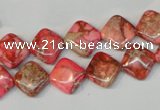 CDE568 15.5 inches 10*10mm diamond dyed sea sediment jasper beads