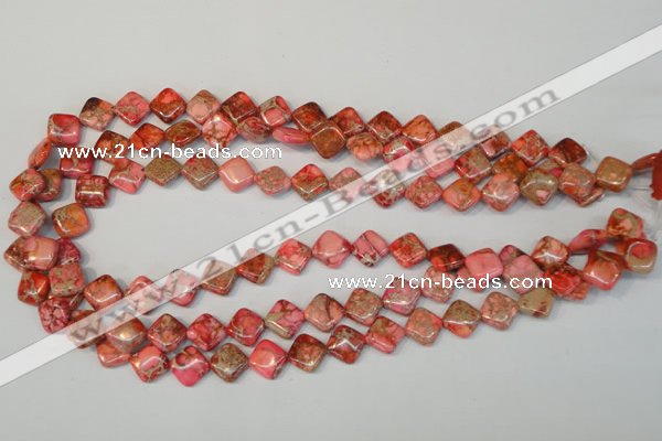 CDE568 15.5 inches 10*10mm diamond dyed sea sediment jasper beads