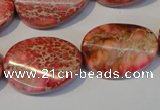 CDE575 15.5 inches 18*25mm twisted oval dyed sea sediment jasper beads