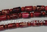 CDE597 15.5 inches 3*6mm rondelle 6*9mm tube dyed sea sediment jasper beads