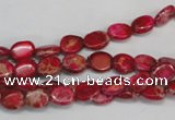 CDE641 15.5 inches 6*8mm oval dyed sea sediment jasper beads