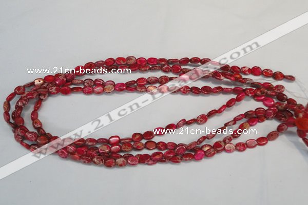 CDE641 15.5 inches 6*8mm oval dyed sea sediment jasper beads