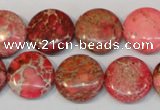 CDE655 15.5 inches 16mm flat round dyed sea sediment jasper beads