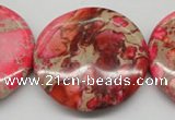 CDE661 15.5 inches 40mm flat round dyed sea sediment jasper beads